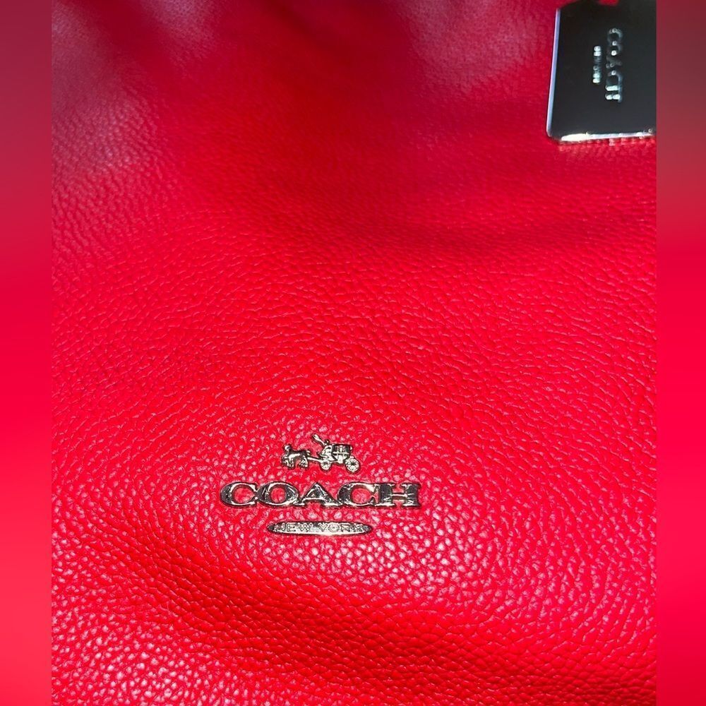 💯 Authentic COACH Hallie Pebbled Leather Shoulder Bag - Red - Picture 2 of 16